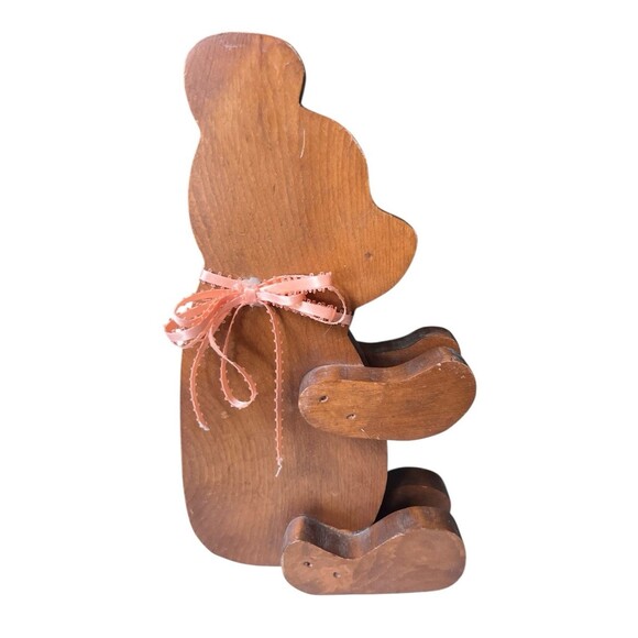 Vintage Wooden Teddy Bear Handcrafted Shelf Sitter 6 x 10" - Picture 1 of 3